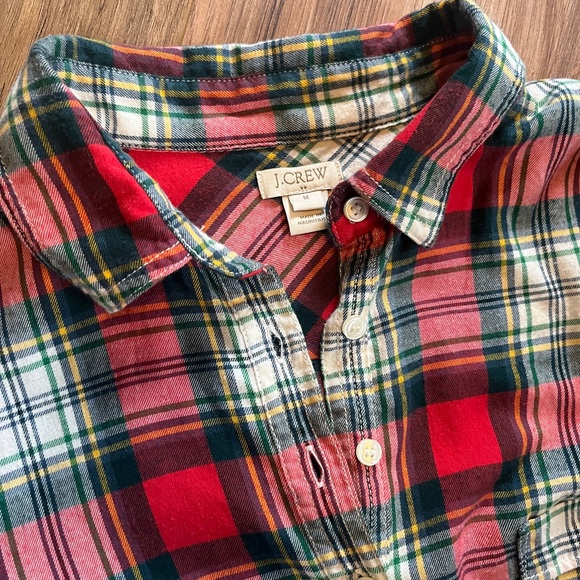 J. Crew 1/2 button plaid cotton flannel M - Picture 2 of 5